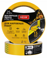 Лента малярная DЕCOR 25 мм х 25 м, оранжевая, для наружных работ Лента малярная DЕCOR 25 мм х 25 м, оранжевая, для наружных работ