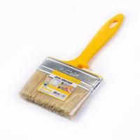 Кисть плоская Эмаль 100*12 светлая щетина, пластиковая желтая ручка АКОР