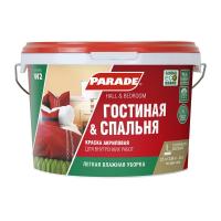 Краска PARADE W2 Гостиная&Спальня белая 2,5л матовая