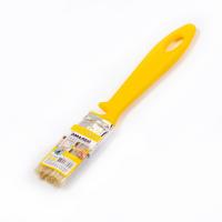 Кисть плоская Эмаль 25*10 светлая щетина, пластиковая желтая ручка АКОР