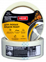 Лента малярная DЕCOR 25 мм х 25 м, креппированная 140 мкм Лента малярная DЕCOR 25 мм х 25 м, креппированная 140 мкм