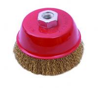 Щетка-крацовка чашечная для УШМ, латунированная витая проволока 100мм "TOOLBERG"