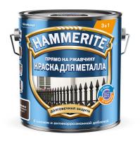 Краска 3 в 1 Hammerite молотковая коричневая RAL8017 2л