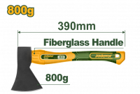Топор 800г с фиберглассовой ручкой JADEVER