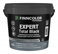 Краска FINNCOLOR EXPERT Total Black для стен и потолков, черная 0,9л