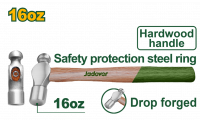 Молоток 450гр с круглым бойком и деревянной ручкой JADEVER