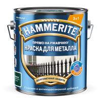 Краска 3 в 1 Hammerite молотковая Зеленый мох RAL6005 2л