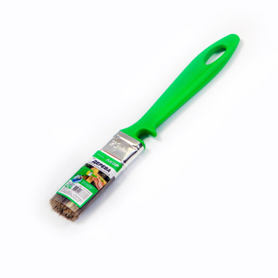 Кисть плоская Работы по дереву 25*10 смешанная щетина, пластиковая зеленая ручка АКОР