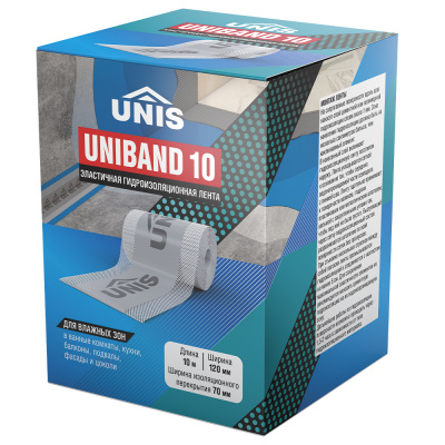 Юнис Гидроизоляционная лента 10м UNIBAND 10