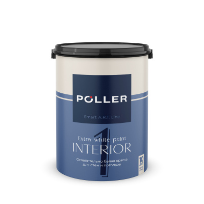 Краска Poller A.R.T. латексная для стен и потолков 1 белая 4,5л