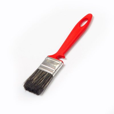 Кисть плоская Водные краски 35*10 смесовая черная щетина, пластиковая красная ручка АКОР