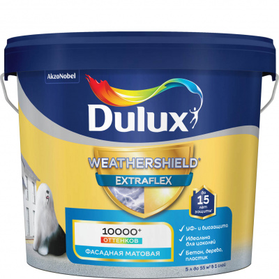 Краска Dulux Weathershield Extraflex для фасадов и цоколей BW 1л