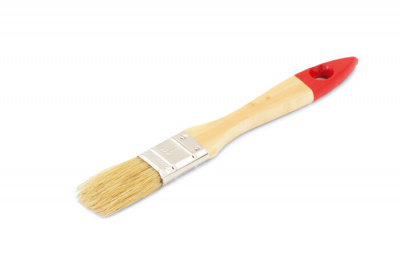 Кисть флейцевая 25 мм, толщина 9, светлая щетина, лакированная ручка Колор Эксперт