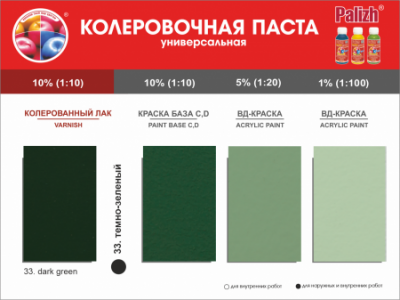 №33 Колер Palizh STANDART универсальный 0,1л (140 г ) темно-зеленый