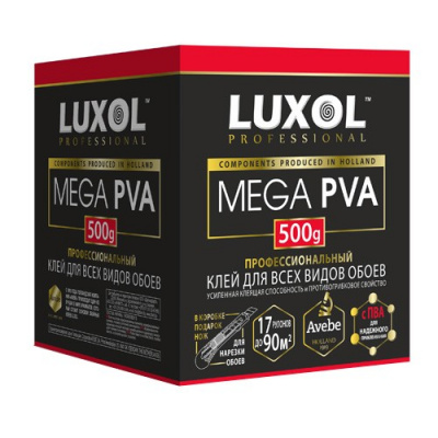 Клей обойный «LUXOL MEGA PVA» (Professional) 500 г, коробка