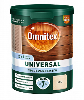 Пропитка для дерева Omnitex UNIVERSAL 2 в 1 Береза 0,9л