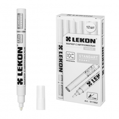Маркер LEKON Standart с нитроэмалью 2 мм цвет белый