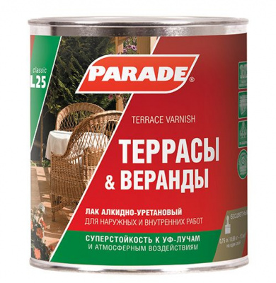 Лак алкидно-уретановый PARADE L25 Террасы&Веранды 0,75л матовый