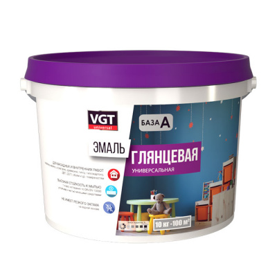 Эмаль акриловая ВД-АК-1179 VGT глянцевая супербелая база А 10кг