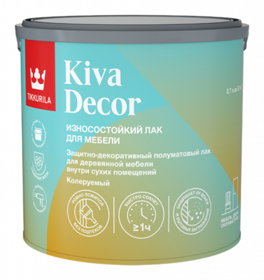 Лак акрилатный Тиккурила KIVA DECOR EP полуматовый 2,7л