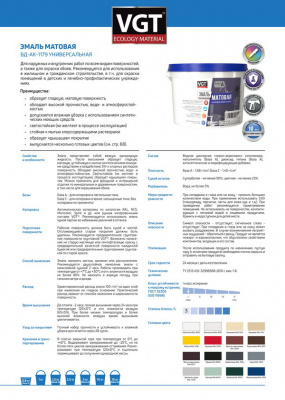 Эмаль акриловая ВД-АК-1179 VGT матовая супербелая база А 15кг