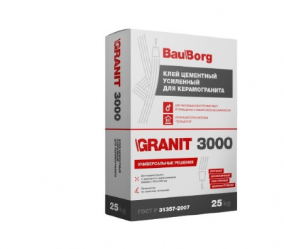 BauBorg Клей усиленный для керамогранита GRANIT 3000 25кг