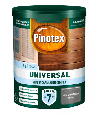 Пропитка PINOTEX-UNIVERSAL 2 в 1 Скандинавский серый 0,9л