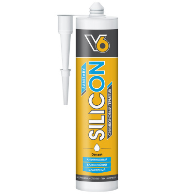 Герметик силиконовый санитарный V6 белый 260мл