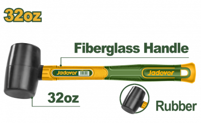 Киянка резиновая 900гр черная с фибергласовой ручкой JADEVER
