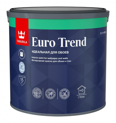 Краска TIKKIVALA Euro Trend для обоев и стен матовая база А 2,7л