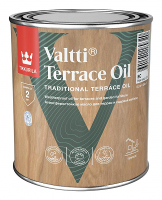 Масло для террас и садовой мебели TIKKIVALA VALTTI Terrace Oil бесцветное база EC 0,9л