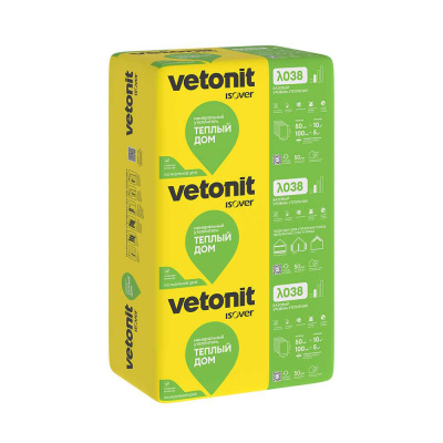 Утеплитель Vetonit (Isover) Теплый Дом 100х610х1170 (уп 7шт/ 5м2/0,5м3) плита
