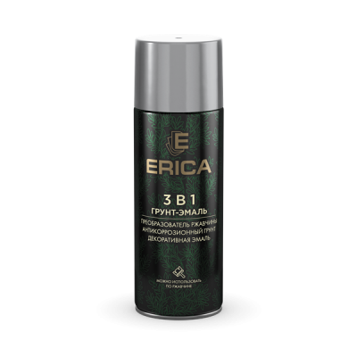 Аэрозольная грунт-эмаль по ржавчине 3 в 1 Erica серая RAL7040 520мл