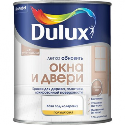 Краска ВД DULUX Окна и двери BW 0,75л полуматовая неморозостойкая