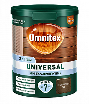 Пропитка для дерева Omnitex UNIVERSAL 2 в 1 Индонезийский тик 0,9л