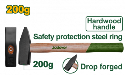 Молоток 200гр с деревянной ручкой JADEVER