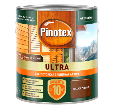 Лазурь влагостойкая PINOTEX-ULTRA красное дерево 2,5л