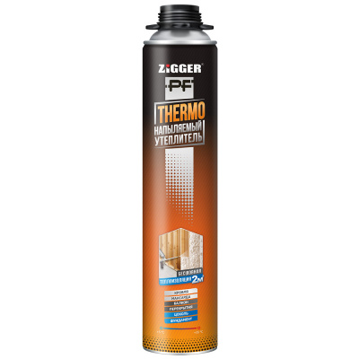 Утеплитель напыляемый ZIGGER PF THERMO профессиональный, 870мл, 940г