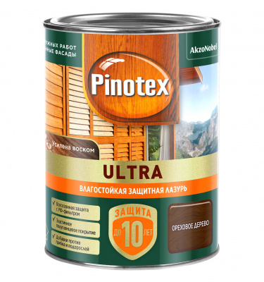 Лазурь влагостойкая PINOTEX-ULTRA орех 0,9л