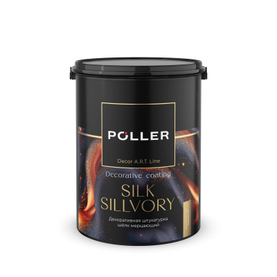 Штукатурка декоративная шелк мерцающий SILK SILLVORY Poller A.R.T. белая жемчужная 4л