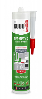 Герметик силиконовый санитарный KUDO антрацитовый серый 280 мл