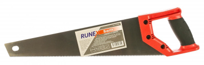 Ножовка по дереву 400мм 3-гр заточка, 12з/д закал, быстрый чистый распил 2-комп рук. "Runex Swift"