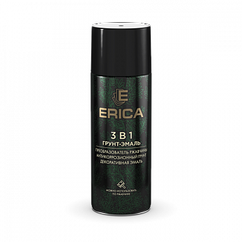 Аэрозольная грунт-эмаль по ржавчине 3 в 1 Erica черная 520мл