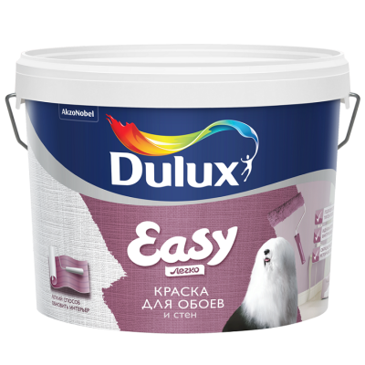 Краска ВД Dulux Easy матовая BC 9 л для стен и обоев