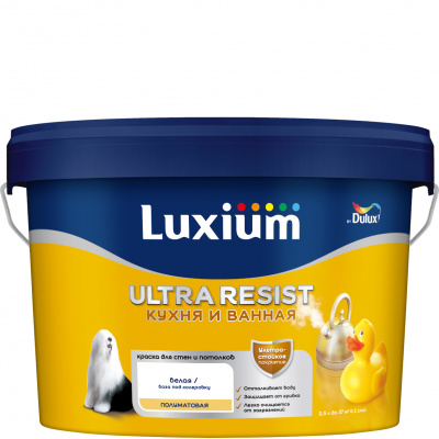Краска для кухни и ванной ВД Luxium Ultra Resist база BC полуматовая 2,25л