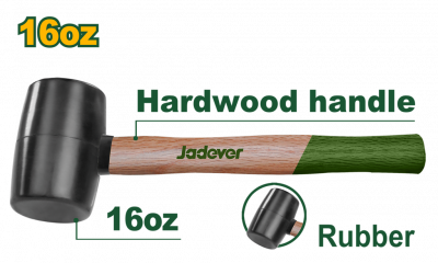 Киянка резиновая 450гр черная с деревянной ручкой JADEVER