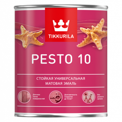 Эмаль алкидная TIKKIVALA Pesto 10 универсальная матовая база A 0,9л