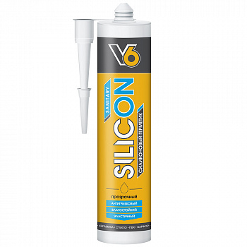 Герметик силиконовый санитарный V6 прозрачный 260мл