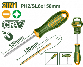 Отвертка комбинированная 2в1 150мм (PH2/SL6.5) JADEVER