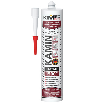 Герметик силикатный термостойкий KIM TEC KAMIN 1500C черный 280мл